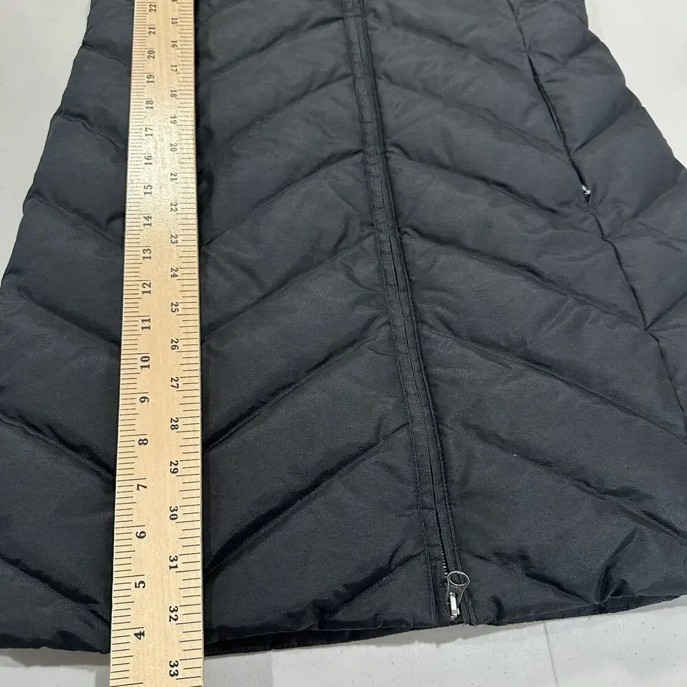 Eddie Bauer Wmn's EB550 Goose Down Puffer Coat Parka Hooded Fur Trim Black Sz S - Picture 4 of 11